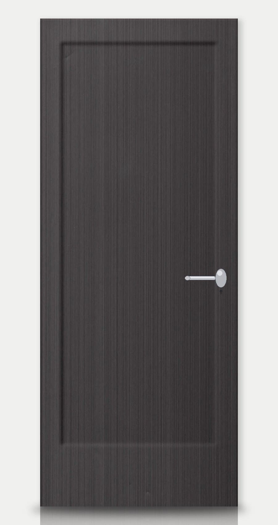 Pewter Oak applied on a WPC door — real-door preview