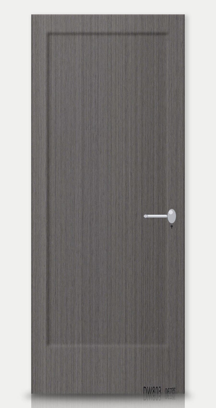 Ash Grey applied on a WPC door — real-door preview