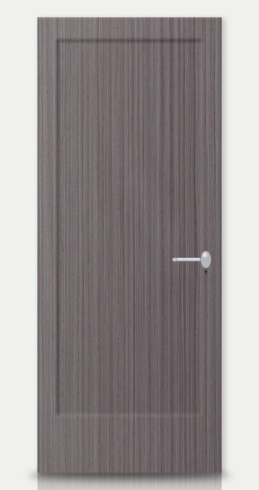 Fog Oak applied on a WPC door — real-door preview