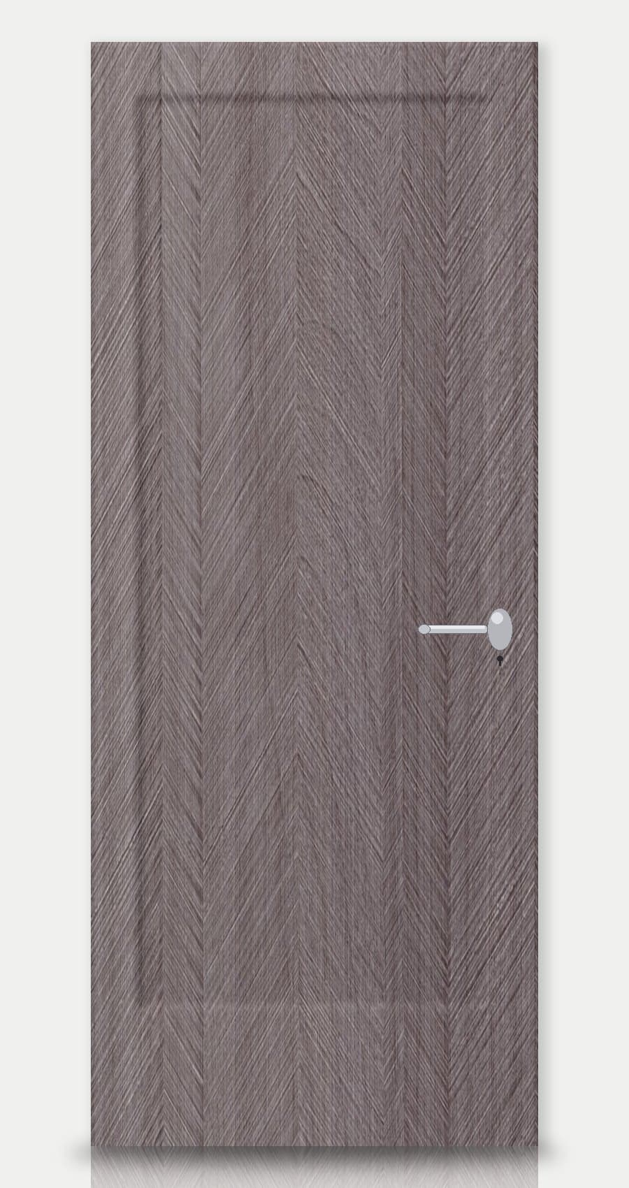 Misty Oak applied on a WPC door — real-door preview