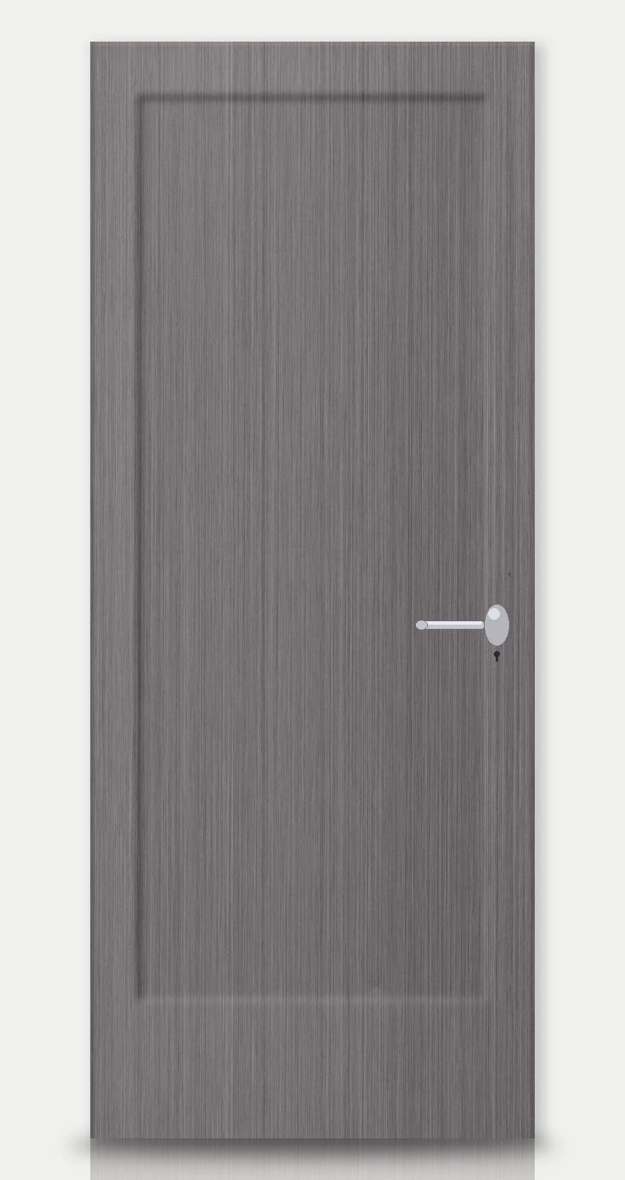 Driftwood Grey applied on a WPC door — real-door preview