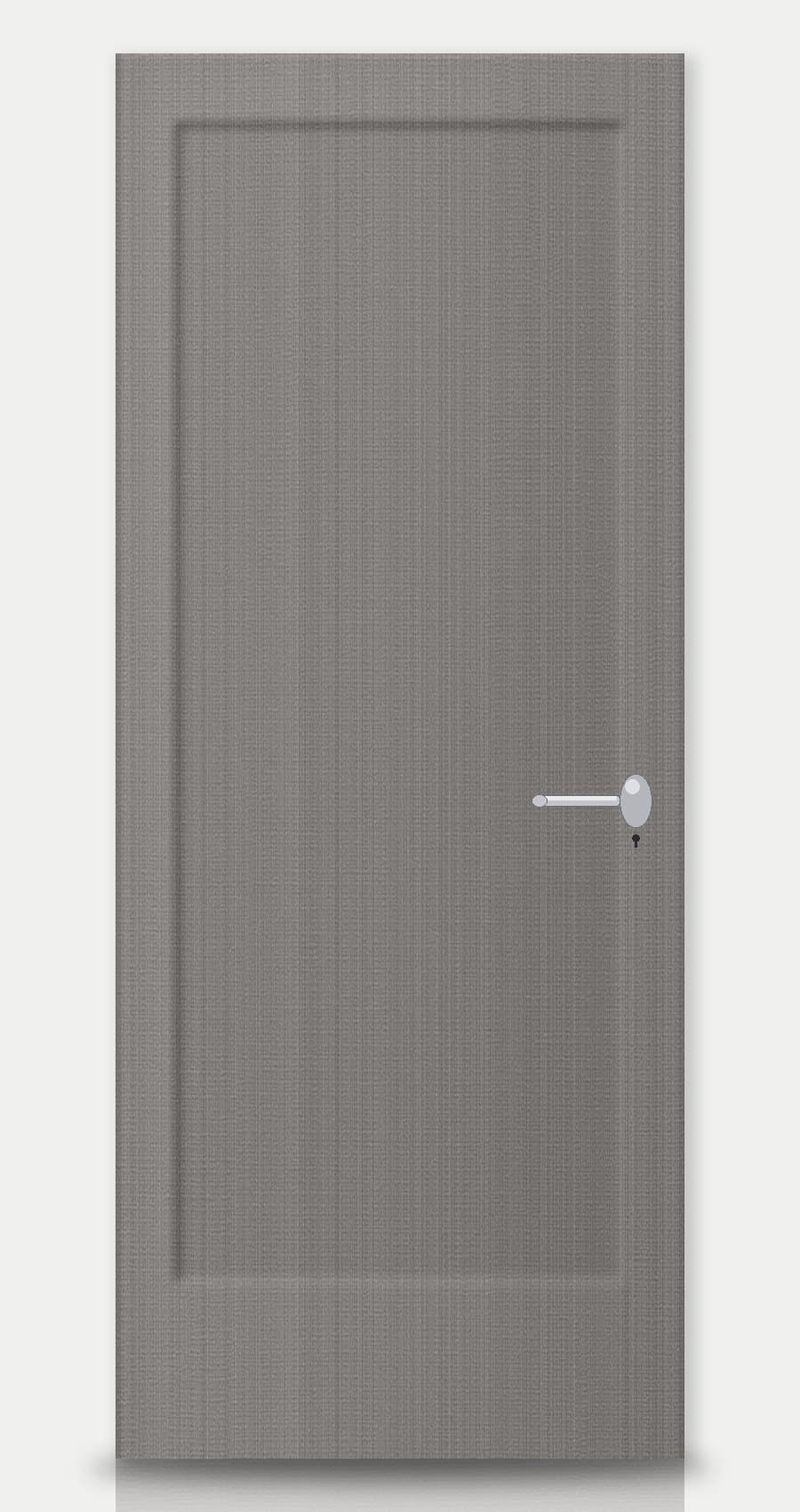 Gunmetal Oak applied on a WPC door — real-door preview