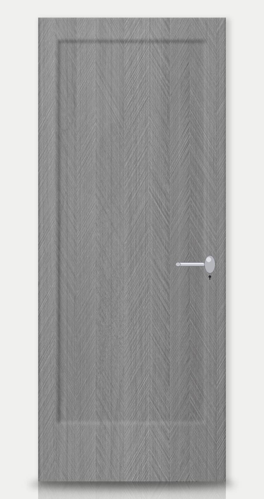 Smoke Grey applied on a WPC door — real-door preview