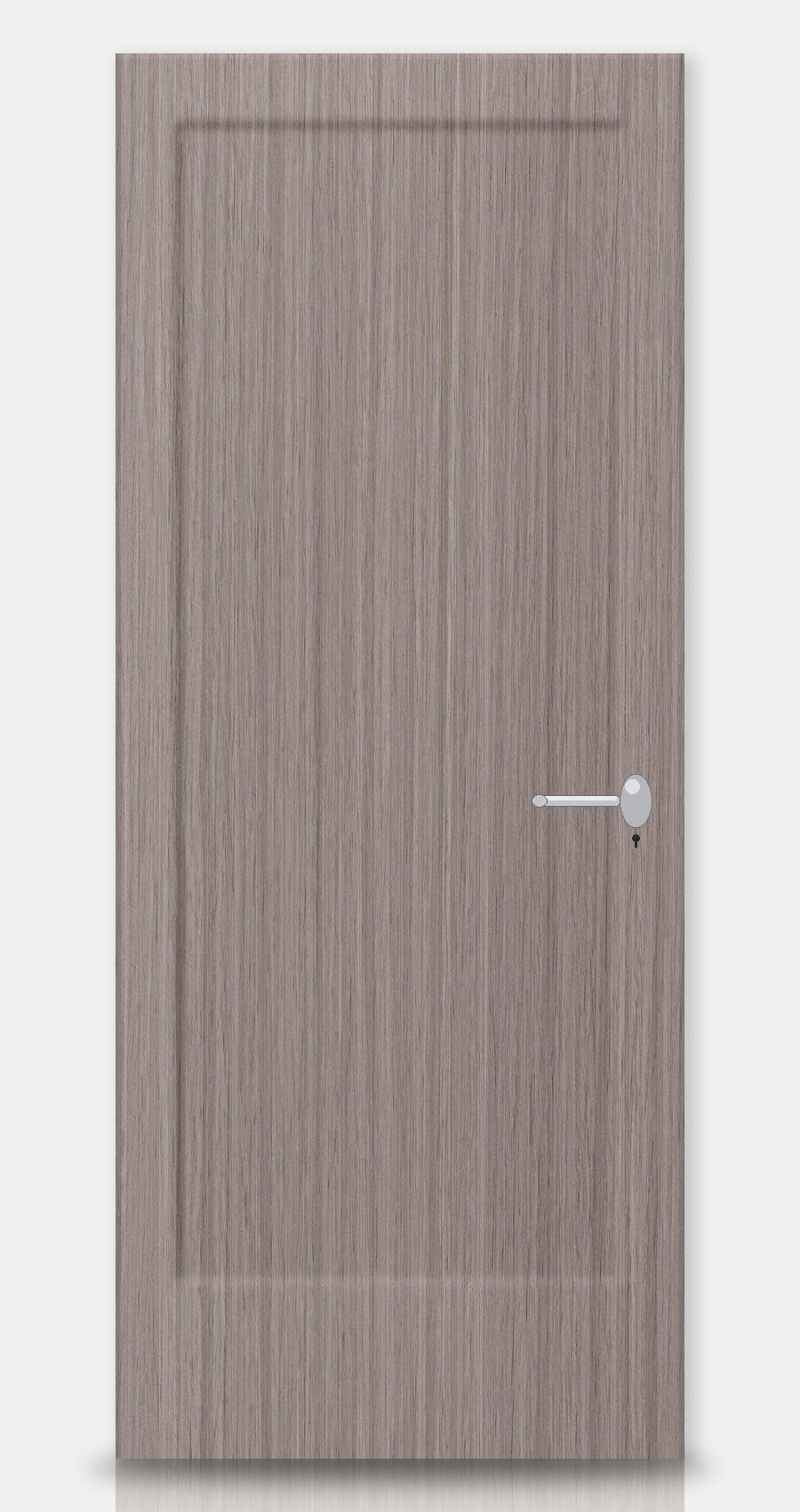 Slate Grey applied on a WPC door — real-door preview