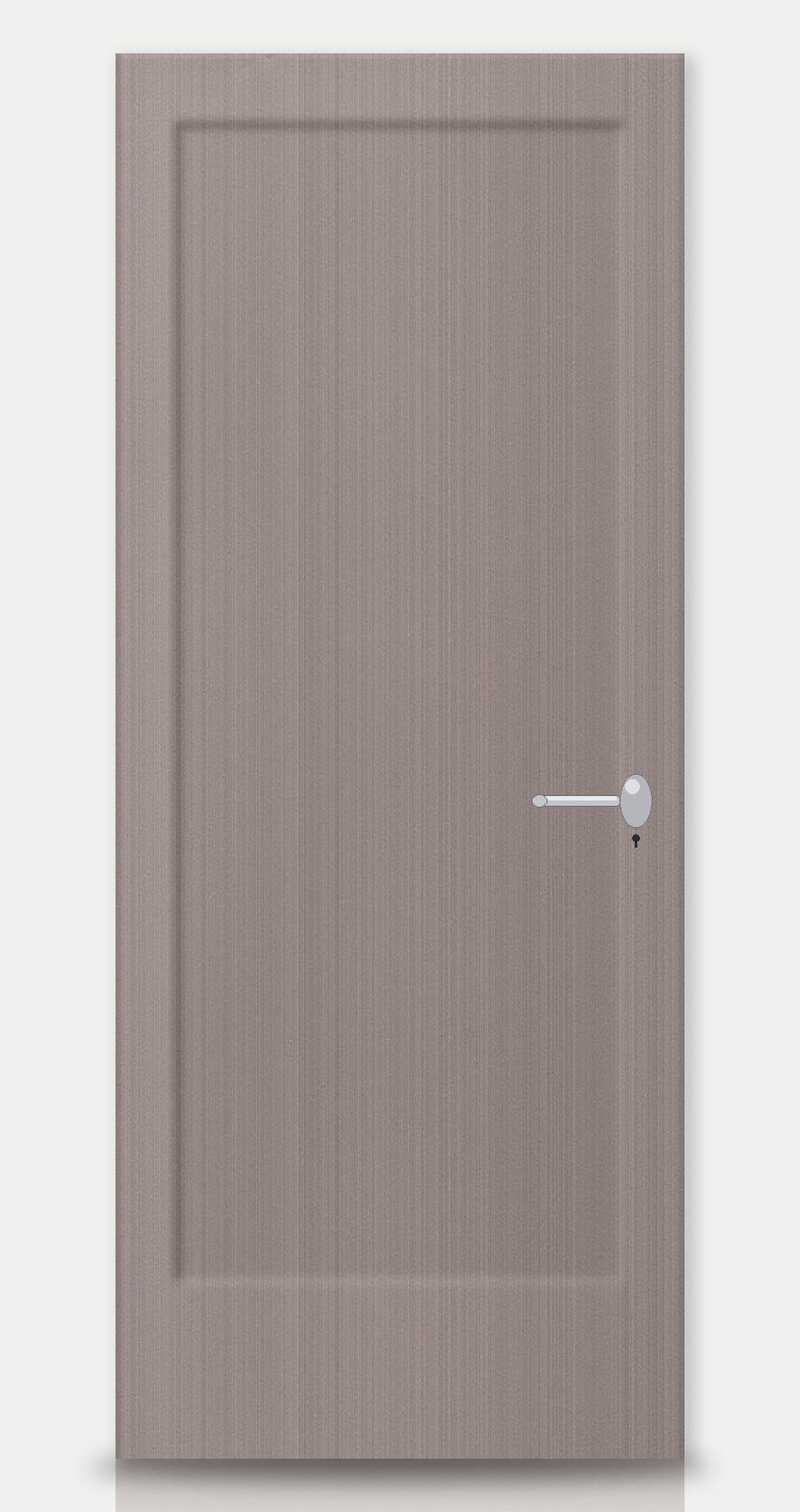 Pewter Grey applied on a WPC door — real-door preview