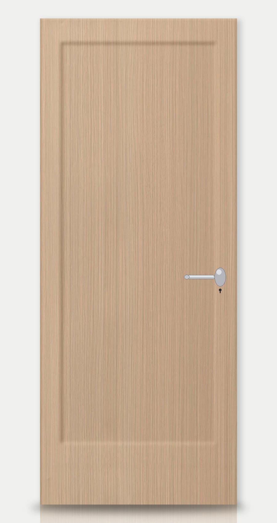 Dune Oak applied on a WPC door — real-door preview