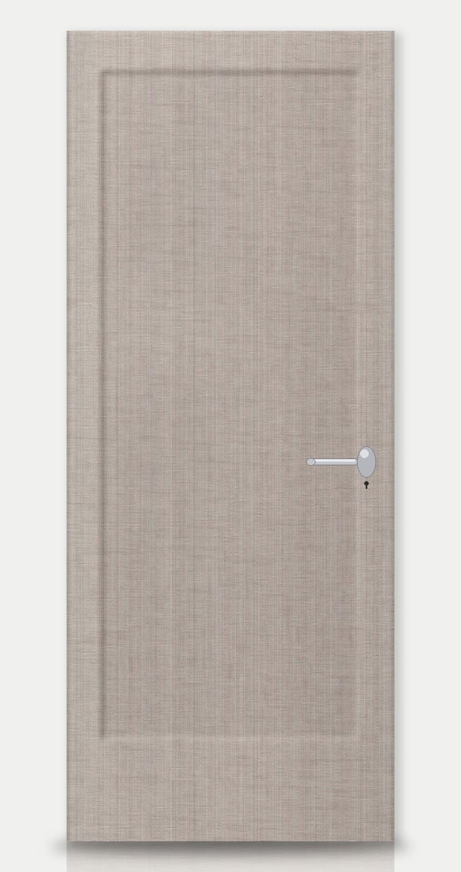 Linen Oak applied on a WPC door — real-door preview
