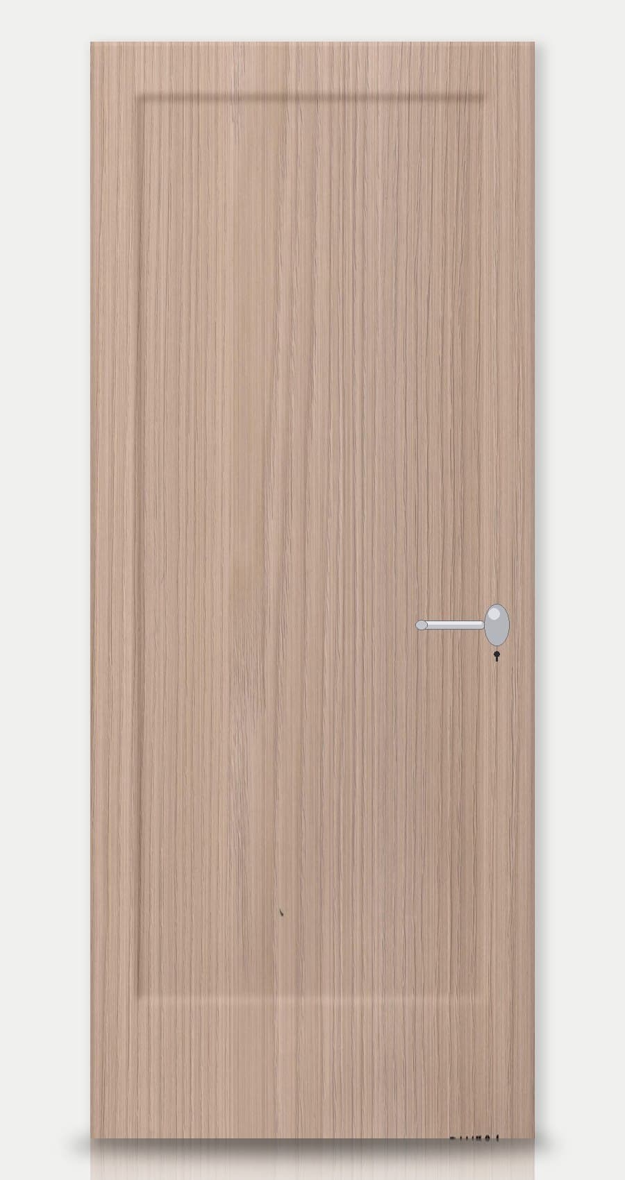Wheat Oak applied on a WPC door — real-door preview