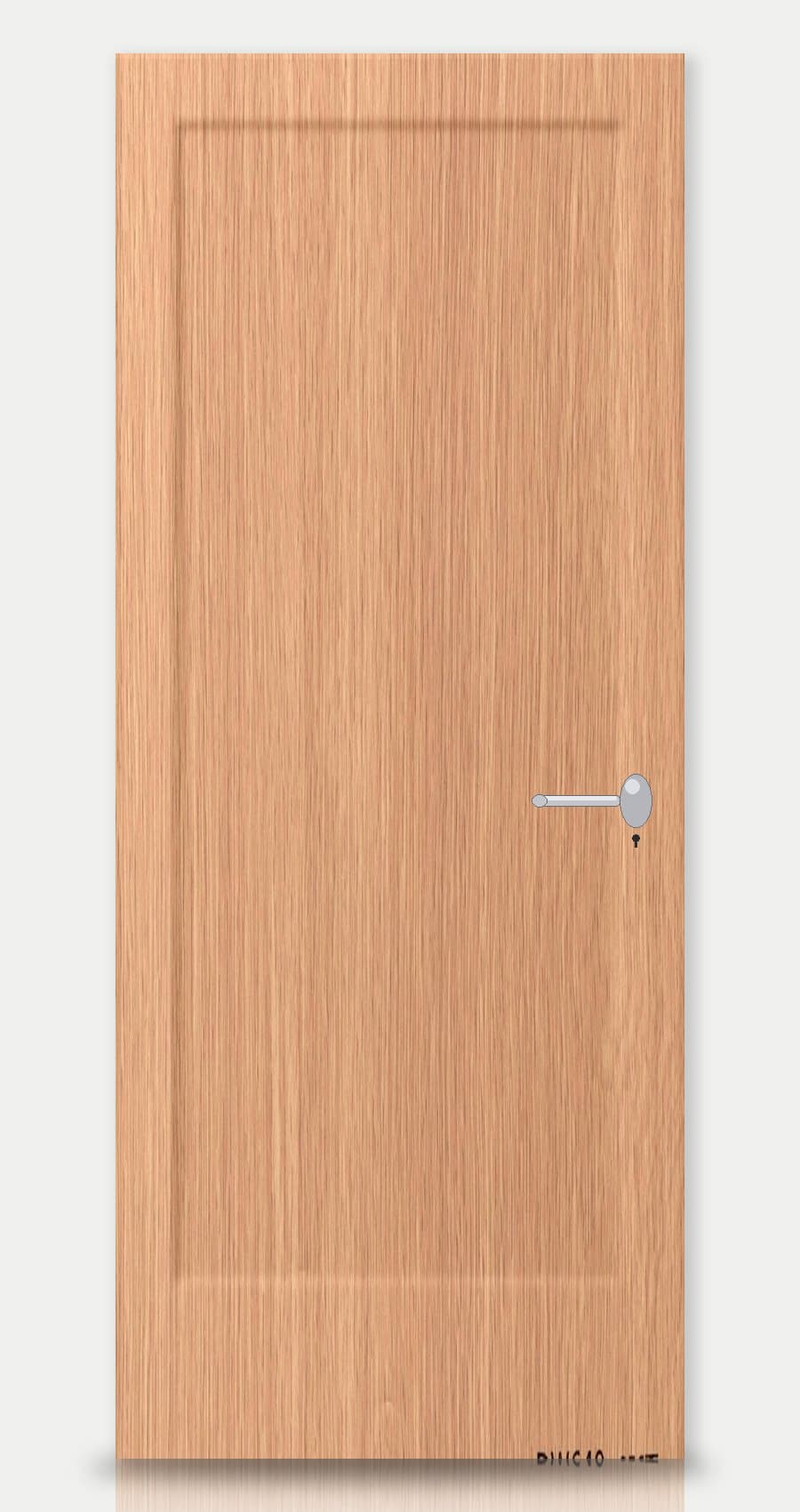 Vanilla Oak applied on a WPC door — real-door preview