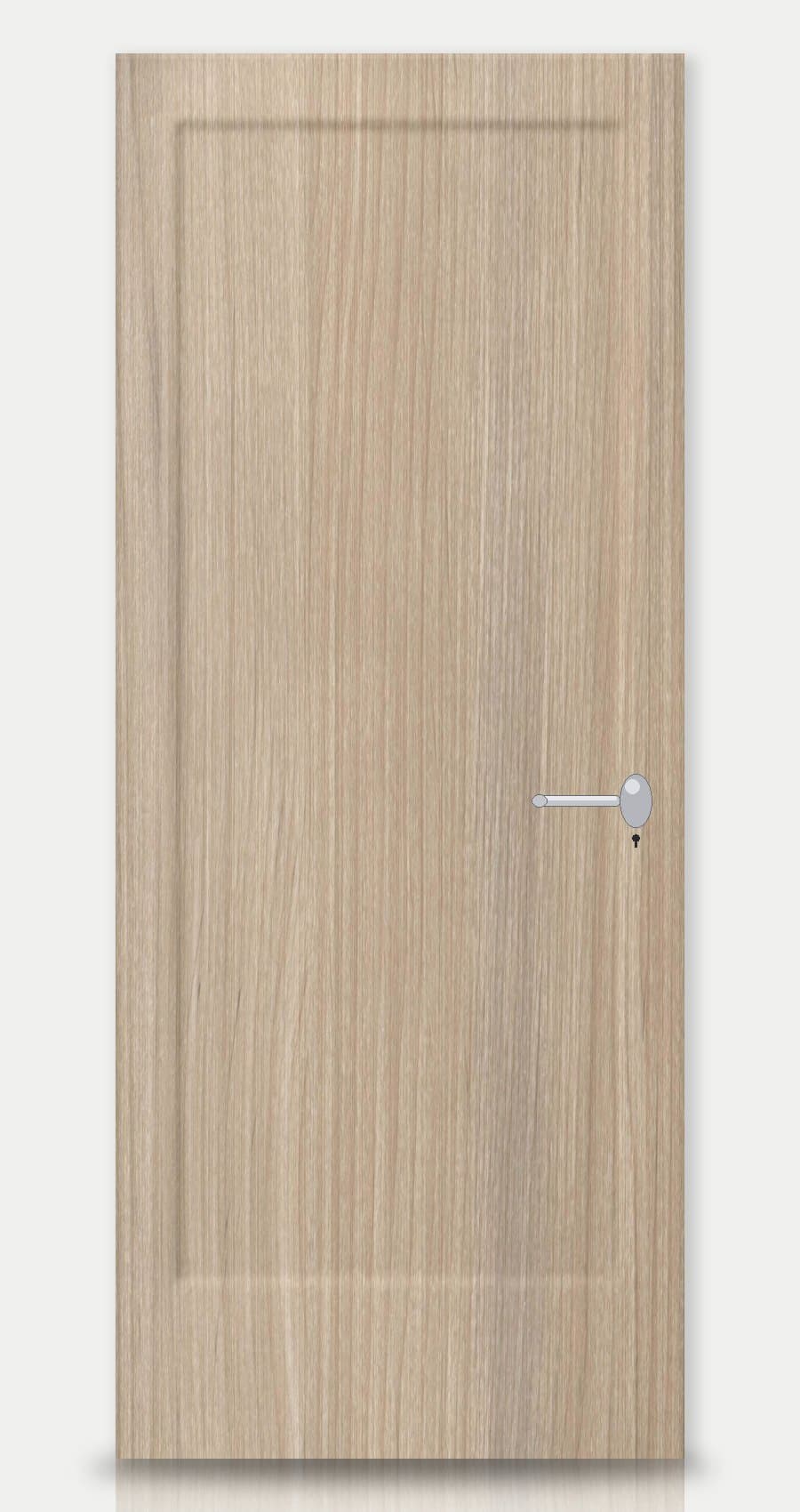 Cashmere Oak applied on a WPC door — real-door preview