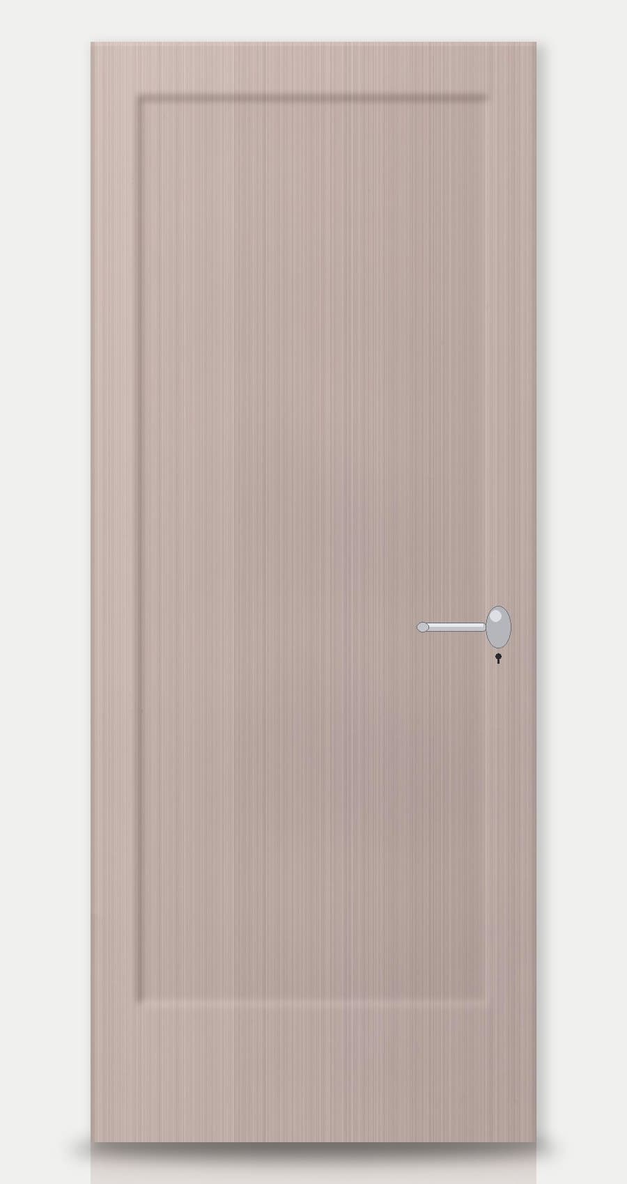 Pearl Oak applied on a WPC door — real-door preview