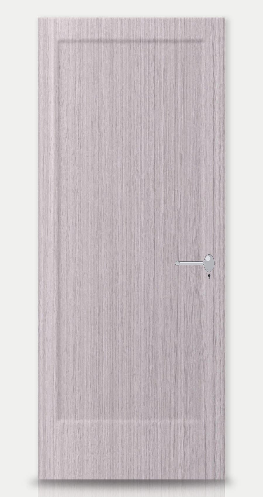 Nordic Oak applied on a WPC door — real-door preview