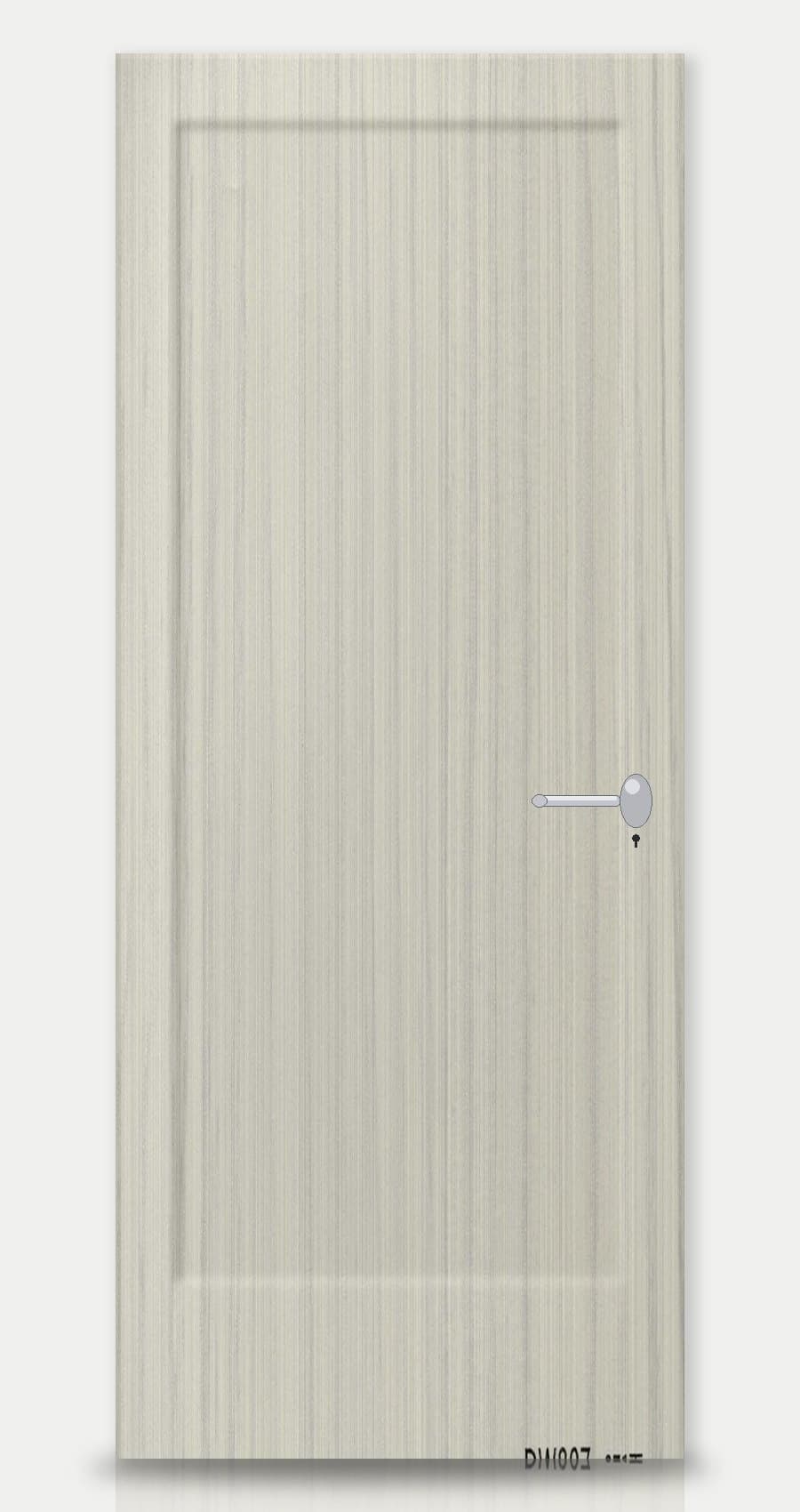 Sandstone Oak applied on a WPC door — real-door preview