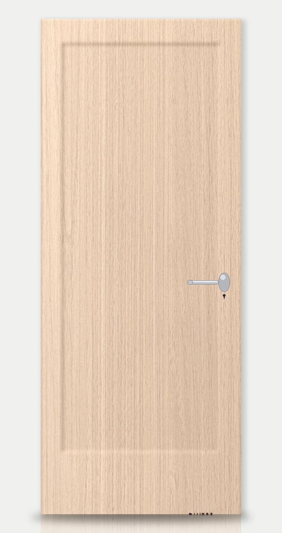 Fawn Oak applied on a WPC door — real-door preview
