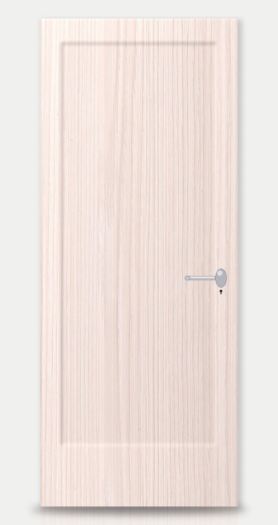 Coastal Oak applied on a WPC door — real-door preview