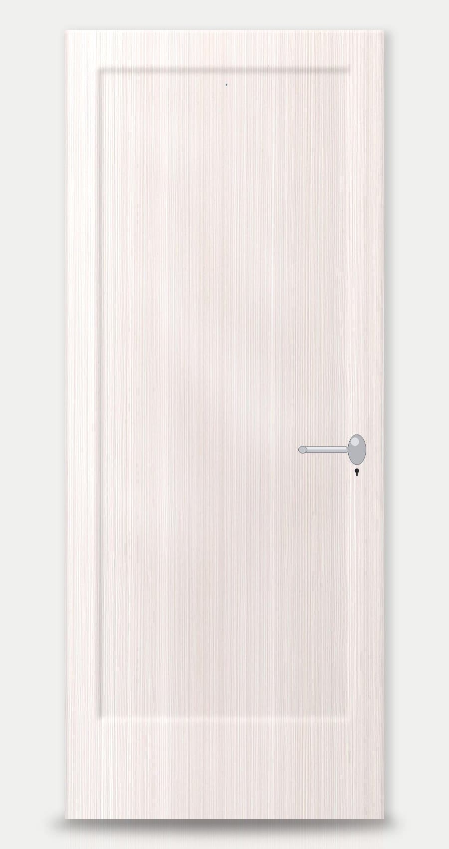 Chalk Oak applied on a WPC door — real-door preview