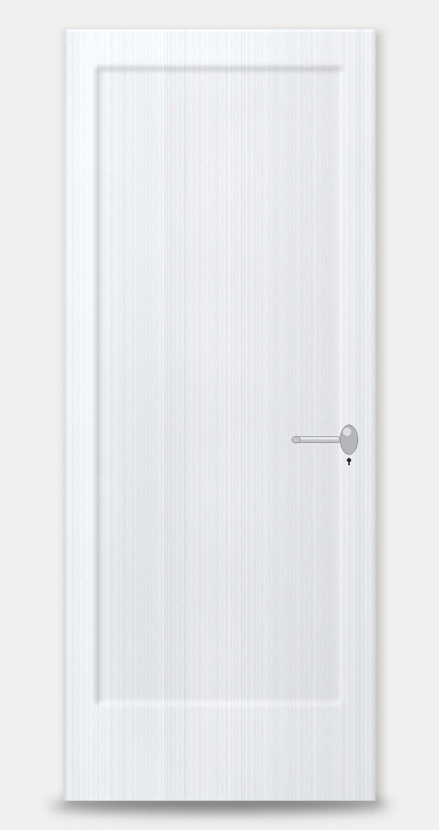 Whitewashed Oak applied on a WPC door — real-door preview