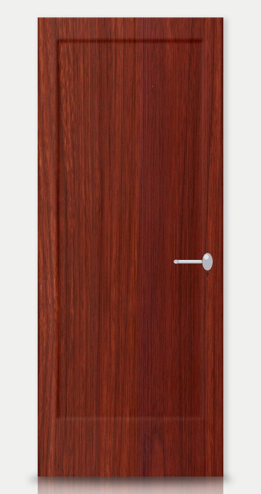 Amber Teak applied on a WPC door — real-door preview