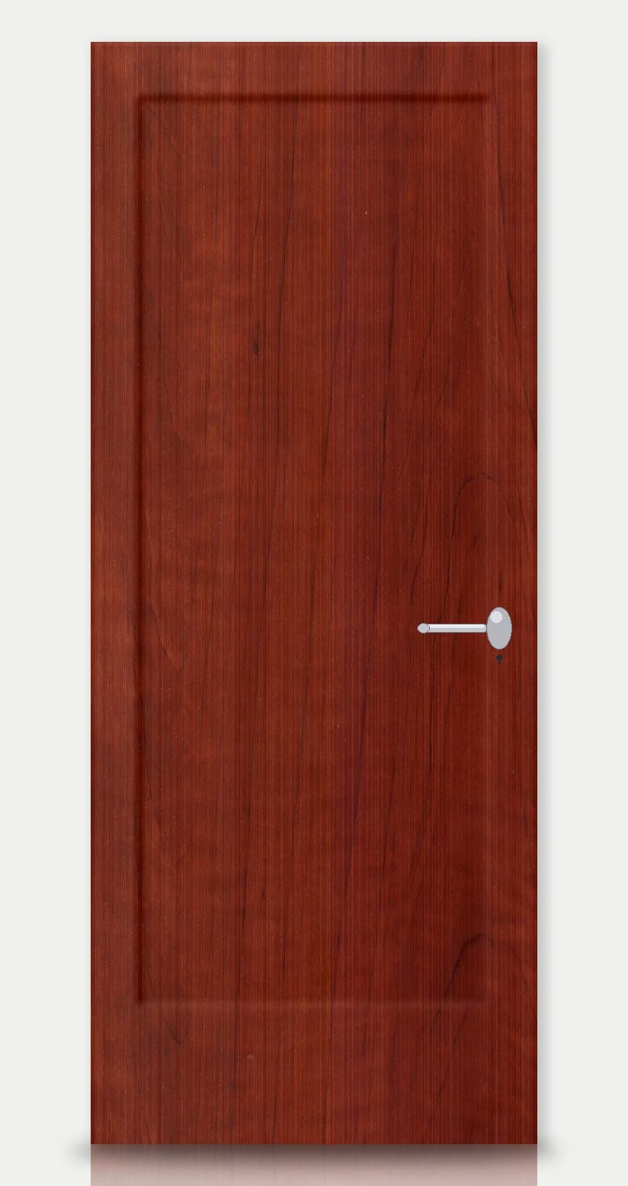 Walnut applied on a WPC door — real-door preview