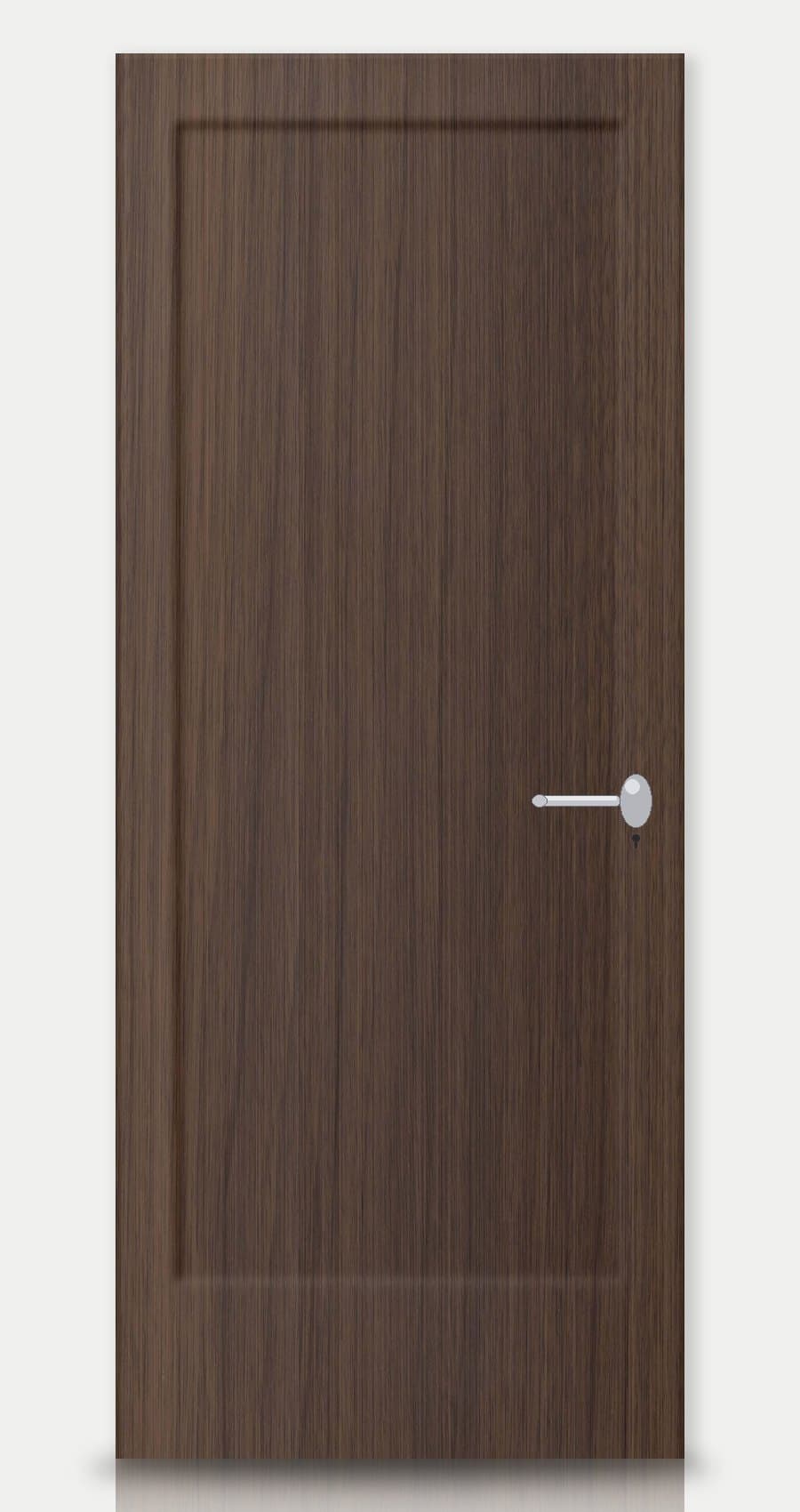 Tawny Oak applied on a WPC door — real-door preview