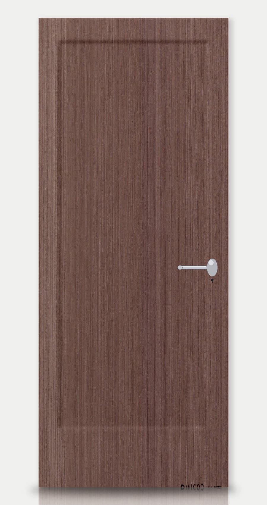 Bourbon Walnut applied on a WPC door — real-door preview