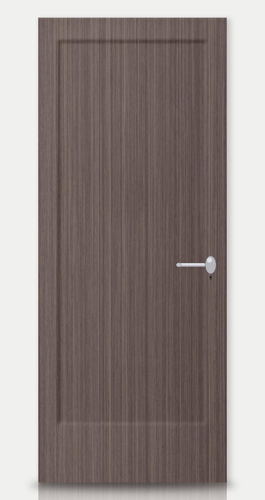 Tobacco Walnut applied on a WPC door — real-door preview