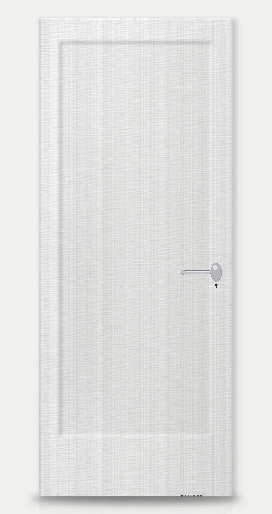 Linen White applied on a WPC door — real-door preview