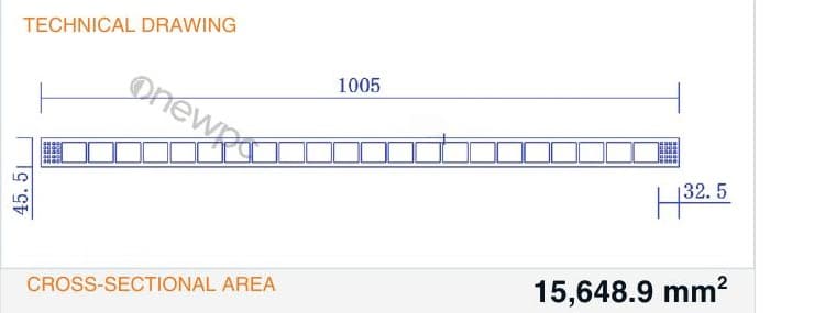 OW1005/45.5-5.5 technical drawing - cross-sectional schematic with millimetre dimensions