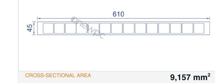 OW610/45.4-5.2 technical drawing - cross-sectional schematic with millimetre dimensions