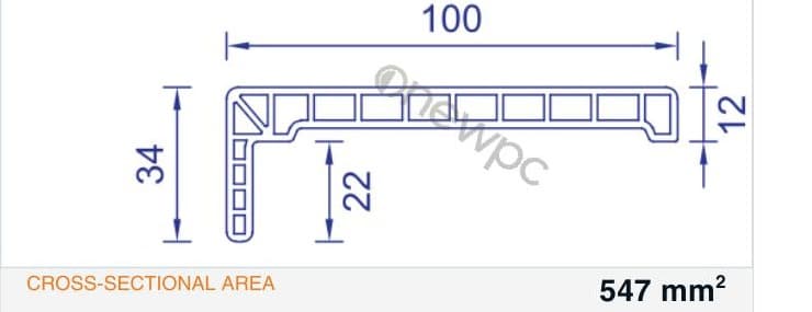 OWJ100/12-34 technical drawing - cross-sectional schematic with millimetre dimensions