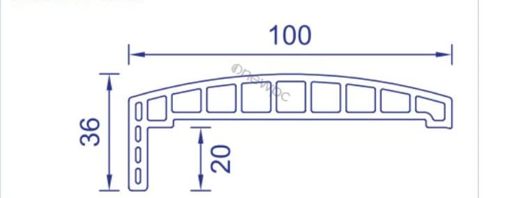 OWK100/16.5-36 technical drawing - cross-sectional schematic with millimetre dimensions
