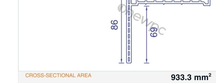 OWK100/16-86 technical drawing - cross-sectional schematic with millimetre dimensions