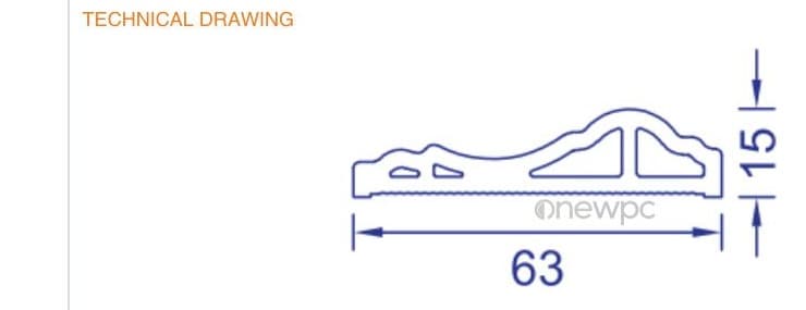 OWK63/15 technical drawing - cross-sectional schematic with millimetre dimensions