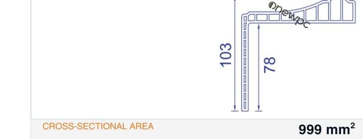 OWL100/25-103 technical drawing - cross-sectional schematic with millimetre dimensions