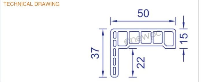 OWL50/15-37 technical drawing - cross-sectional schematic with millimetre dimensions