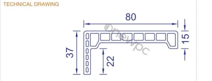 OWL80/15-37 technical drawing - cross-sectional schematic with millimetre dimensions