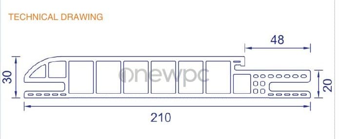 OWN210/30B-48 technical drawing - cross-sectional schematic with millimetre dimensions
