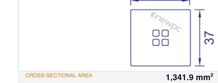 OWP38.5/36.5 technical drawing - cross-sectional schematic with millimetre dimensions