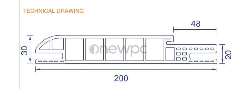 OWS200/30B-48 technical drawing - cross-sectional schematic with millimetre dimensions