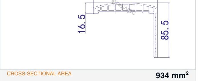 OWY100/16.5-85.5 technical drawing - cross-sectional schematic with millimetre dimensions