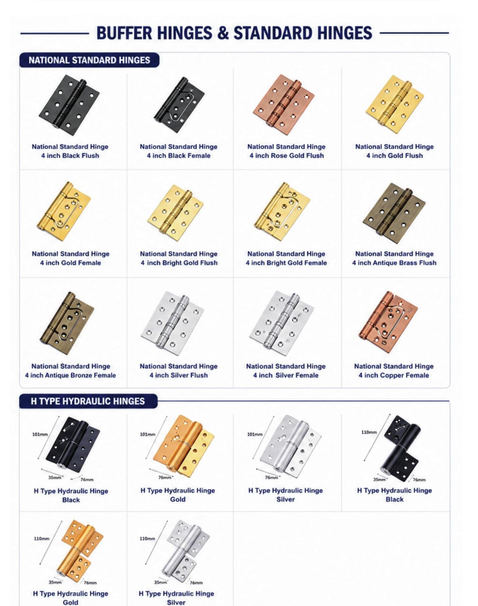 OneWPC Door Hinges — Buffer & Standard (18 models) colour swatch — Door Hinges